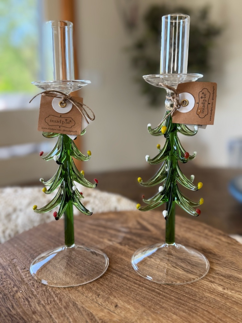 Mud Pie Large Tree Taper Candle Holders , NWT